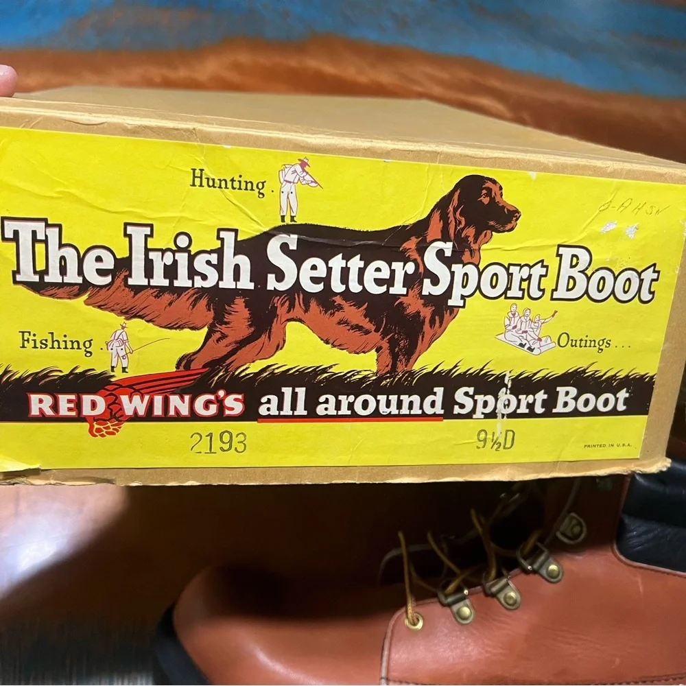 Vtg Red Wings Irish Setter Leather Sport Boots 2193 size 9.5 lace up New NOS USA